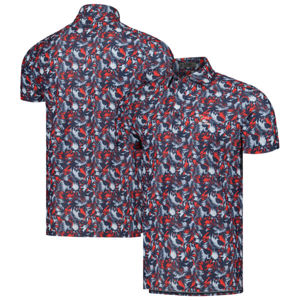 Men's 2023 U.S. Open G/FORE Navy Palm Fronds Tech Pique Polo
