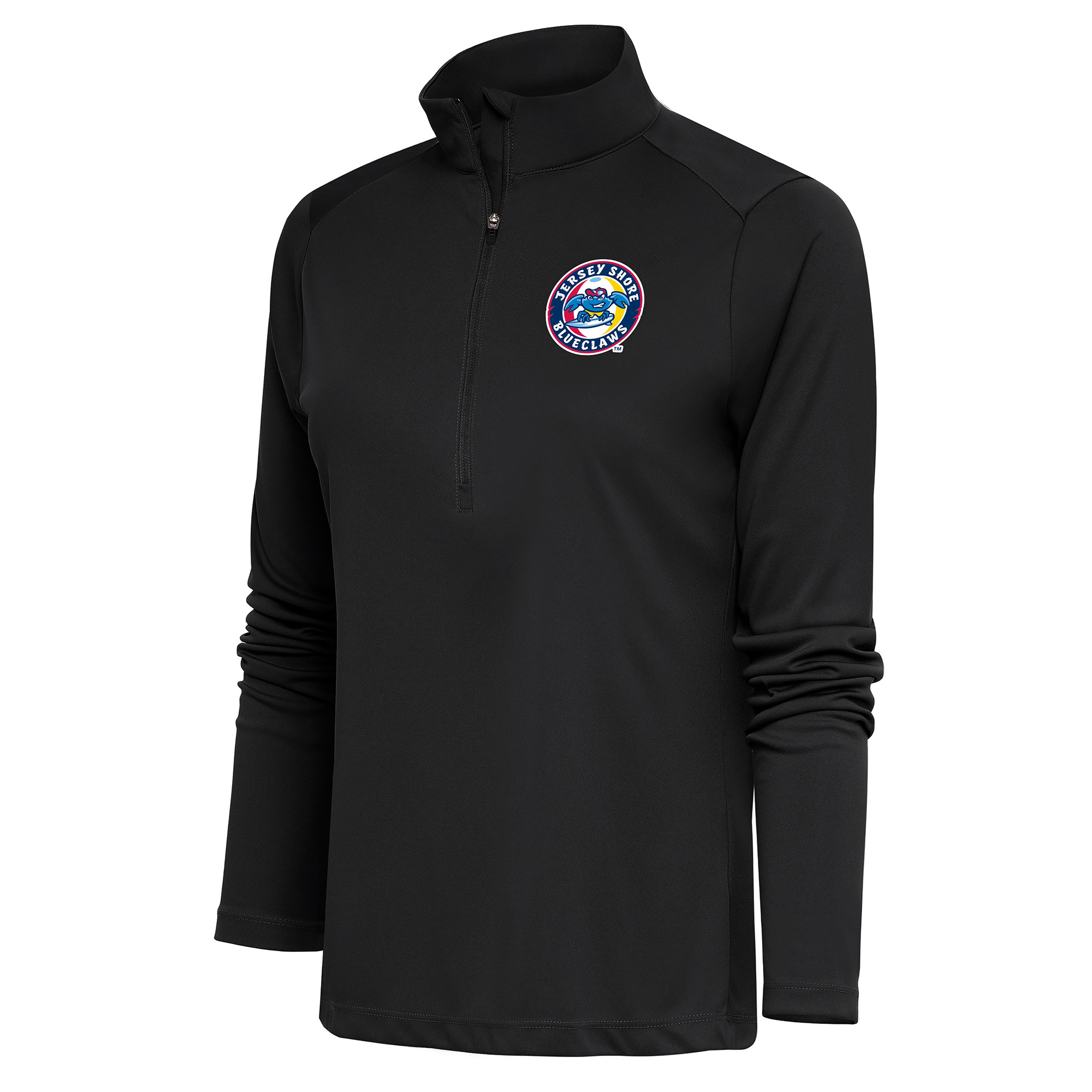 Women's Antigua Charcoal Jersey Shore BlueClaws Tribute Half-Zip Pullover Top