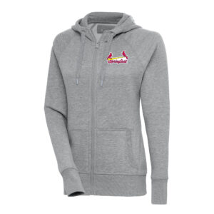Women's Antigua  Heather Gray Springfield Cardinals Victory Full-Zip Hoodie