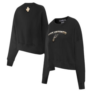 Women's Pro Standard  Black San Antonio Spurs Glam Cropped Pullover Sweatshirt