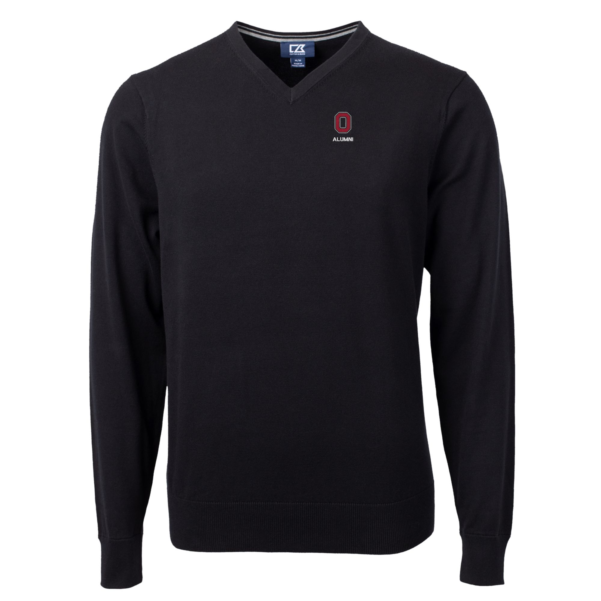 Men's Cutter & Buck Black Ohio State Buckeyes Alumni Logo Lakemont Tri-Blend V-Neck Pullover Sweater - Image 3