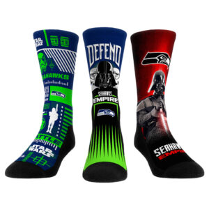 Rock Em Socks Stormtrooper & Darth Vader Seattle Seahawks Three-Pack Star Wars Crew Socks Set