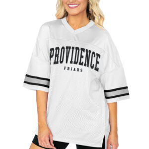 Women's Gameday Couture  White Providence Friars Option Play Oversized Mesh Fashion Jersey