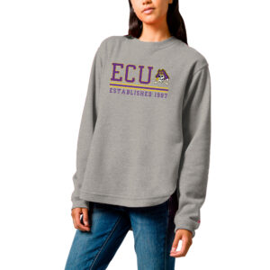 Women's League Collegiate Wear  Heather Gray ECU Pirates Victory Springs Tri-Blend Fleece Pullover Sweatshirt