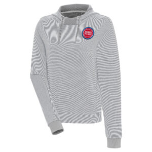 Women's Antigua  Gray Detroit Pistons Axe Bunker Tri-Blend Pullover Hoodie