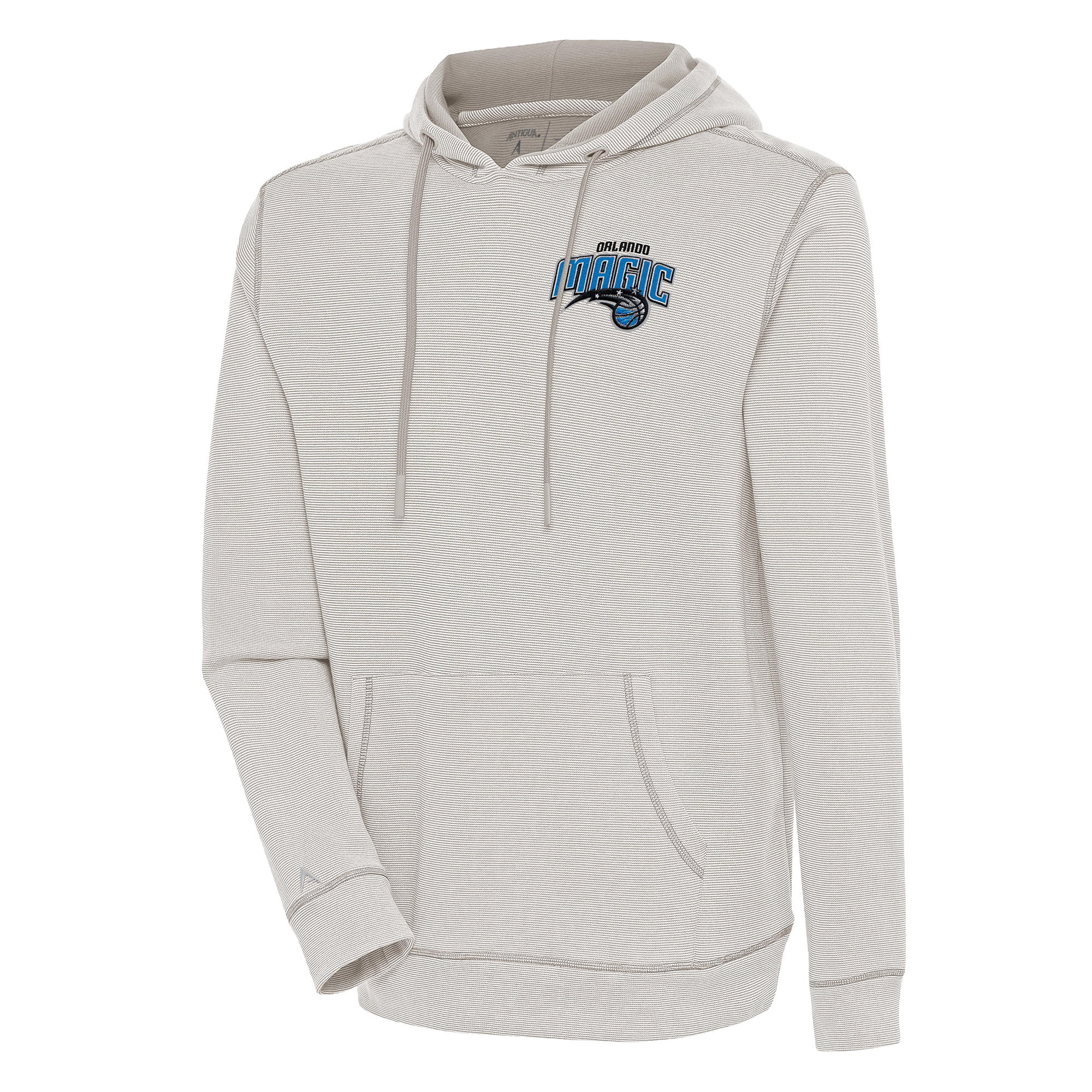 Men's Antigua Oatmeal Orlando Magic Axe Bunker Tri-Blend Pullover Hoodie