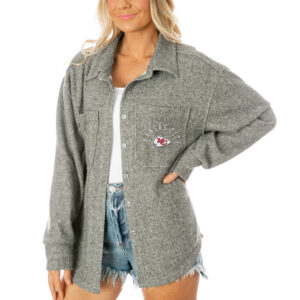 Women's Gameday Couture  Gray Kansas City Chiefs Long Pass Button-Up Shacket