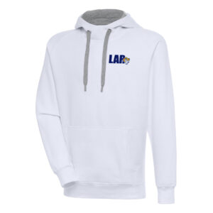 Men's Antigua Bone Los Angeles Rams Victory Pullover Hoodie