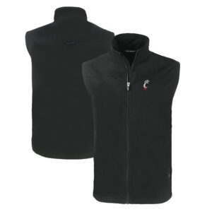 Men's Cutter & Buck  Black Cincinnati Bearcats Big & Tall Charter Eco Full-Zip Vest