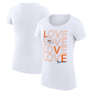 Women's G-III 4Her by Carl Banks White Denver Broncos Love Graphic Fitted T-Shirt