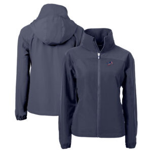 Women's Cutter & Buck  Navy Detroit Lions  Charter Eco Recycled Full-Zip Jacket