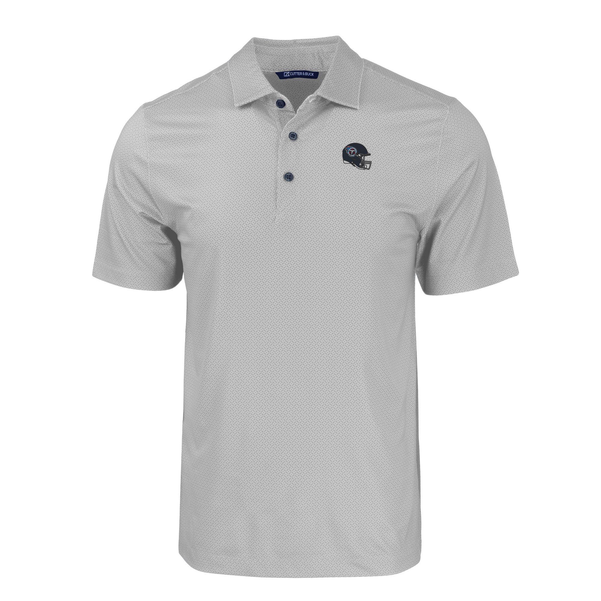 Men's Cutter & Buck Gray Tennessee Titans Helmet Big & Tall Pike Eco Tonal Geo Print Stretch Recycled Polo - Image 6