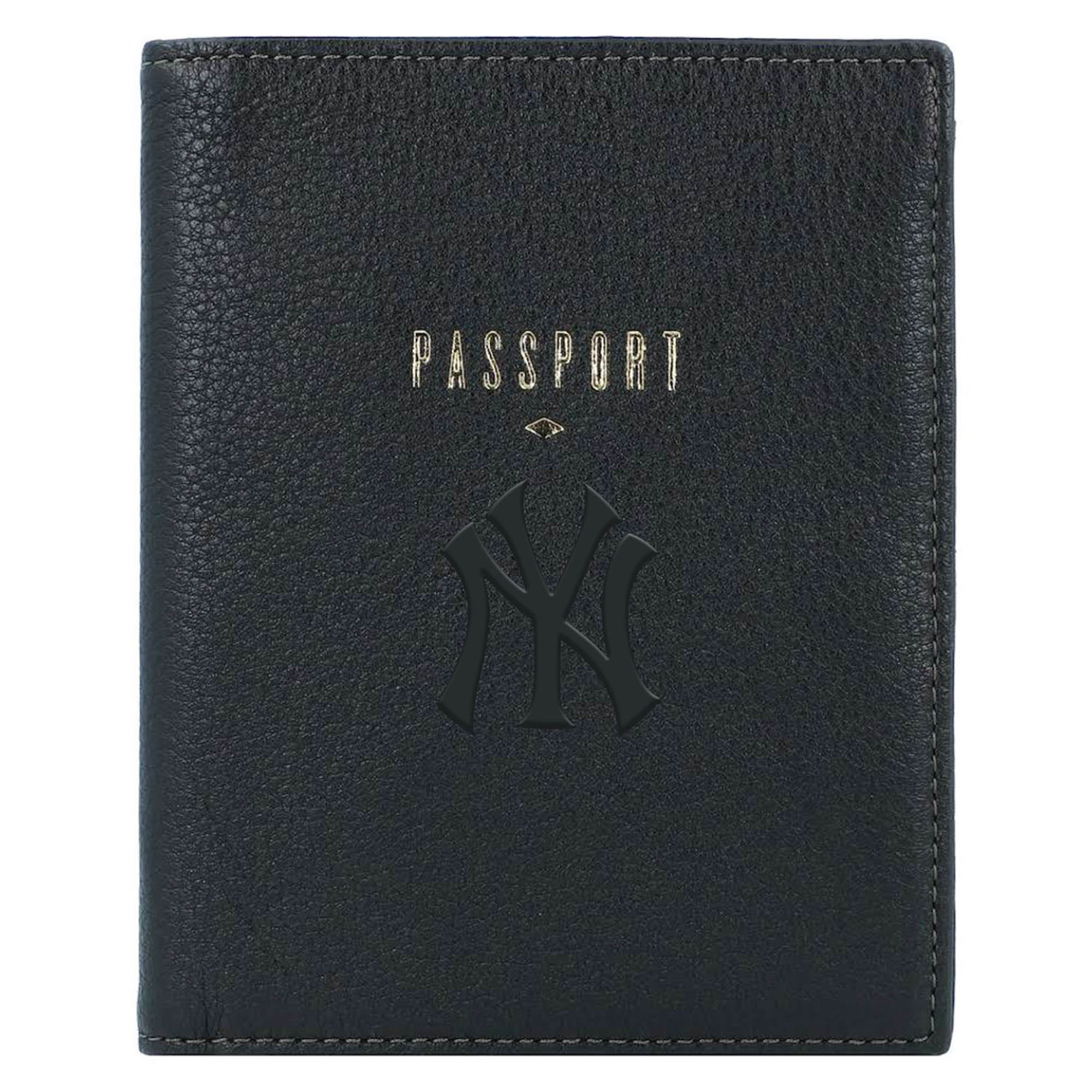 Fossil Black New York Yankees Travel RFID Passport Case