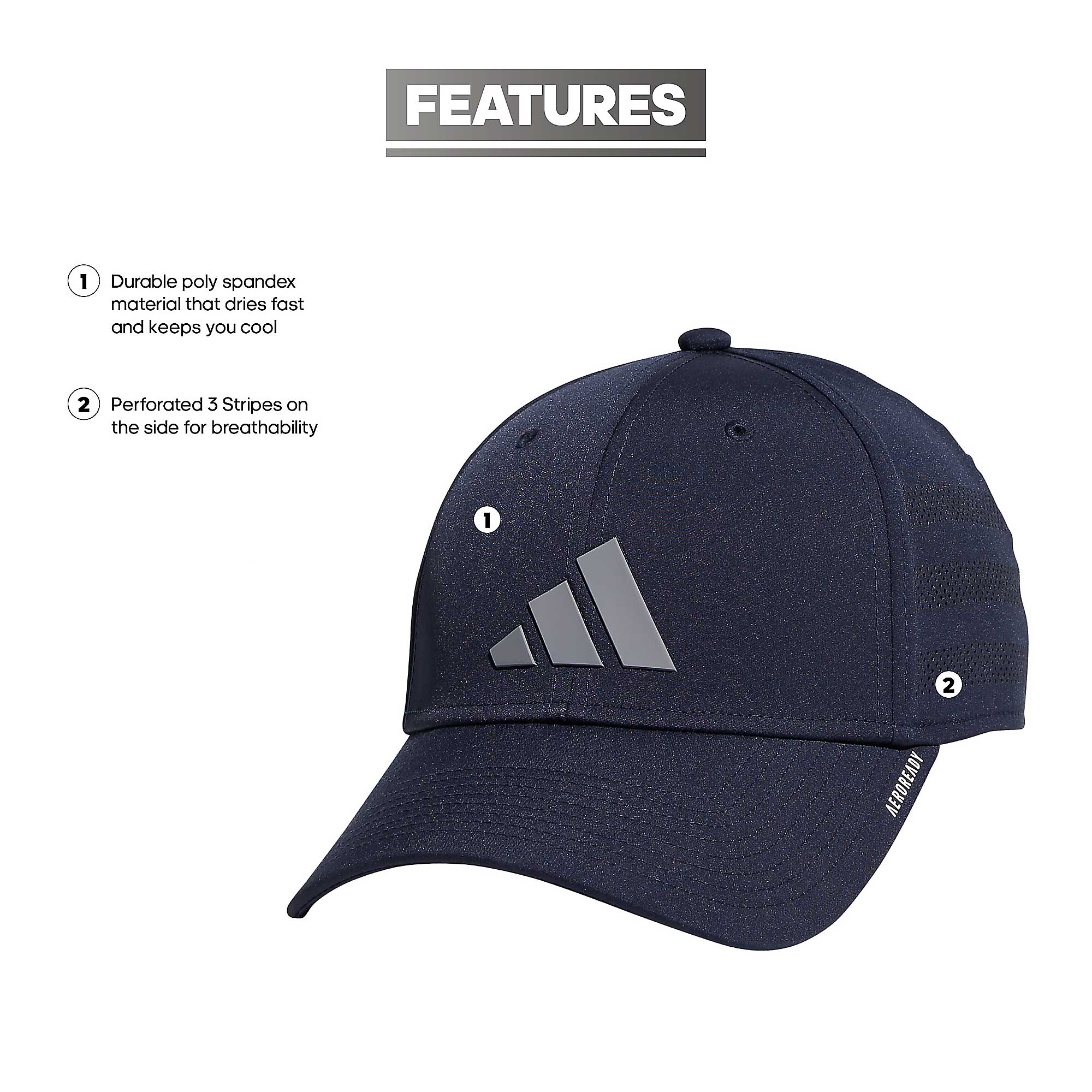 Men's adidas Navy Game Day 4 AEROREADY Flex Hat - Image 11