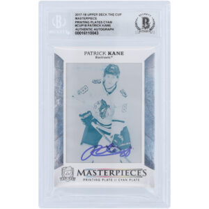 Patrick Kane Chicago Blackhawks Autographed 2021-22 Upper Deck O-Pee-Chee Cyan Printing Plate #489 #1/1 Beckett Fanatics Witnessed Authenticated Card