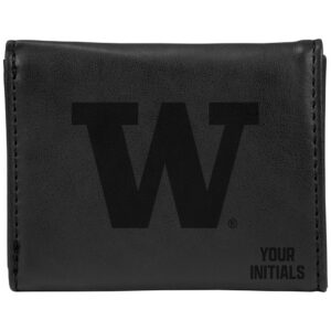 Black Washington Huskies Personalized Trifold Wallet