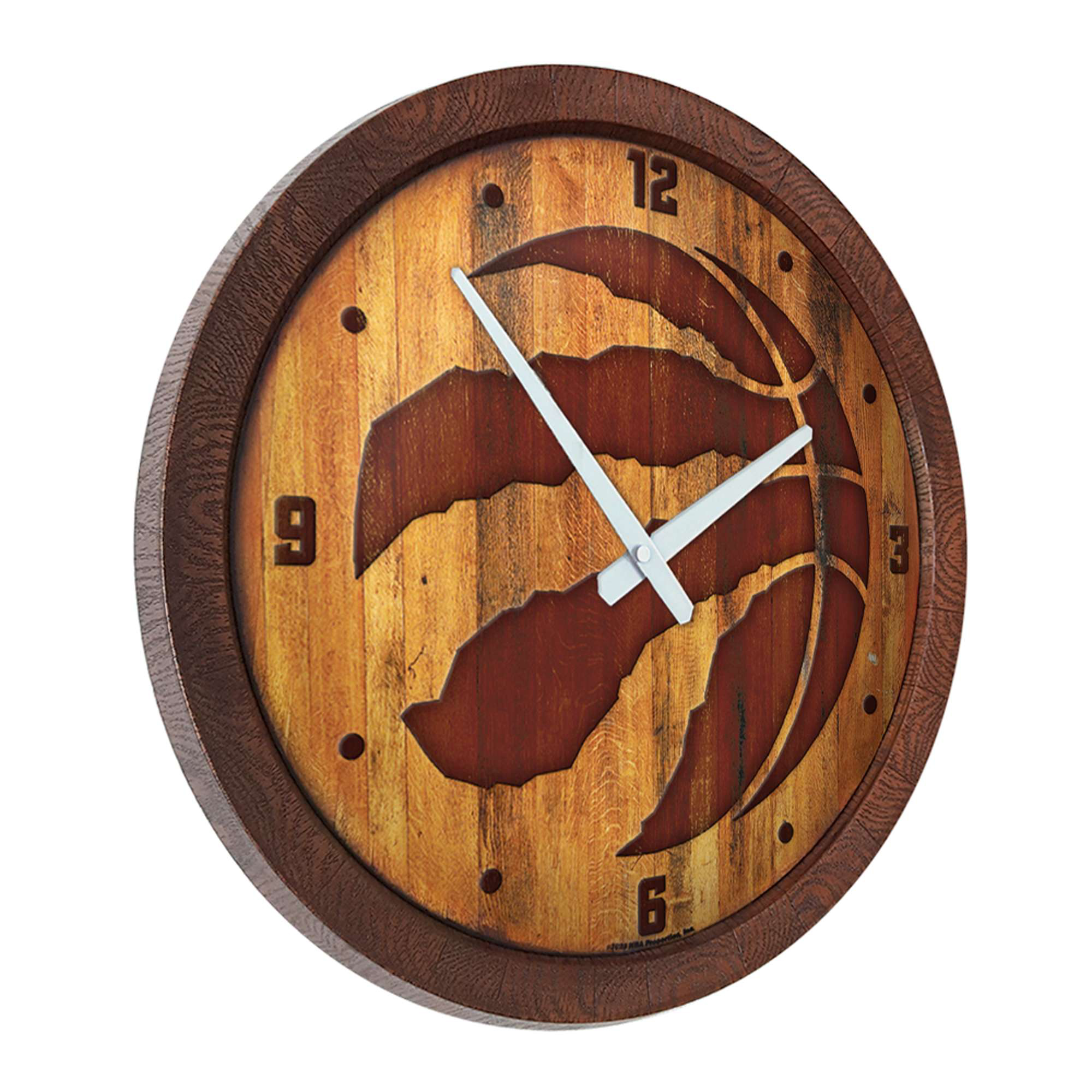Toronto Raptors 20.25" Faux Barrel Top Clock - Image 12