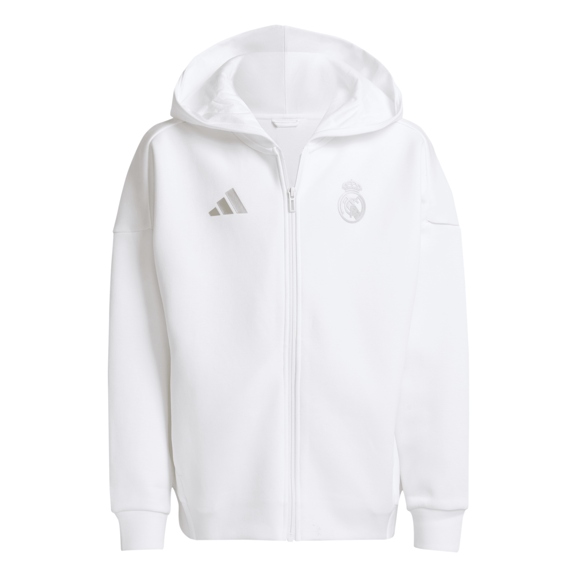 Youth adidas White Real Madrid 2024/25 Anthem Full-Zip Hoodie