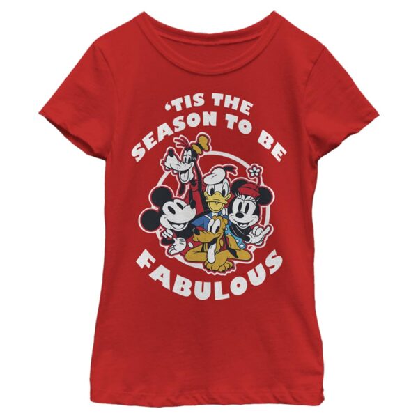 Girl's Youth Mad Engine  Red Mickey & Friends 'Tis The Season Graphic T-Shirt