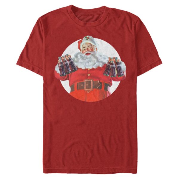 Men's Mad Engine  Red Coca-Cola Santa Bottles Graphic T-Shirt