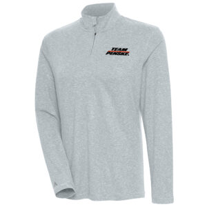 Women's Antigua  Heather Gray Team Penske Confront Quarter-Zip Pullover Top