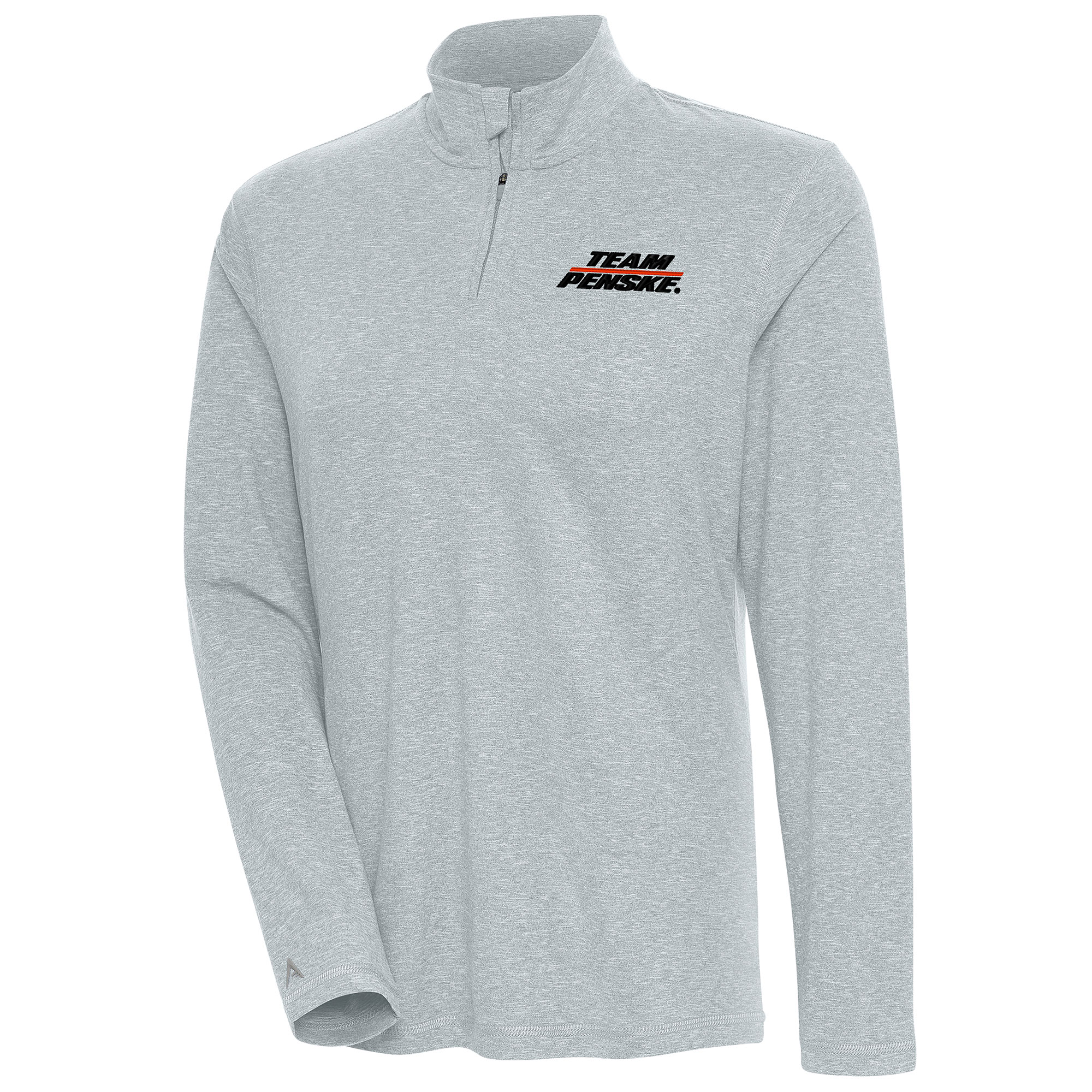 Women's Antigua Heather Gray Team Penske Confront Quarter-Zip Pullover Top