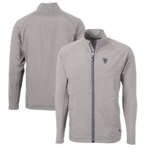 Men's Cutter & Buck  Gray Scranton Wilkes-Barre RailRiders Adapt Eco Knit Hybrid Recycled Full-Zip Jacket