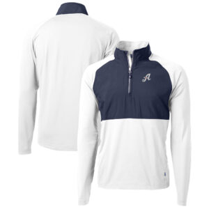 Men's Cutter & Buck  White Reno Aces Adapt Eco Knit Hybrid Recycled Quarter-Zip Top