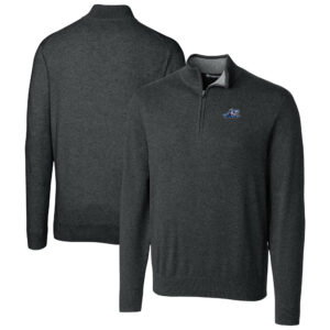 Men's Cutter & Buck Heather Charcoal West Michigan Whitecaps Lakemont Tri-Blend Quarter-Zip Pullover Sweater