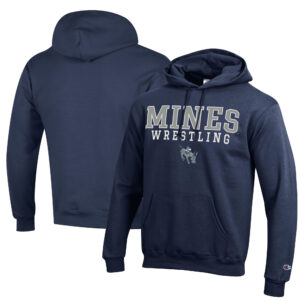 Men's Champion Navy Colorado School of Mines Orediggers Wrestling Stack Logo Powerblend Pullover Hoodie