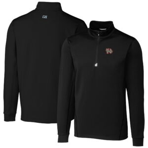 Men's Cutter & Buck Black Norfolk Tides Traverse Stretch Quarter-Zip Pullover Top