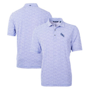 Men's Cutter & Buck Blue Oklahoma City Baseball Club Virtue Eco Pique Botanical Print Recycled Polo