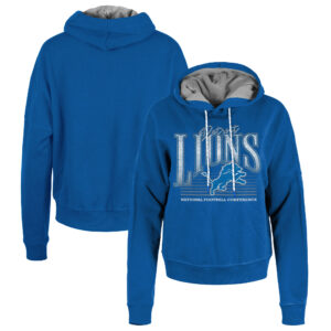 Women's New Era Blue Detroit Lions Boxy Pullover Hoodie