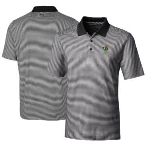 Men's Cutter & Buck  Black Greensboro Grasshoppers Big & Tall Forge Tonal Stripe Stretch Polo