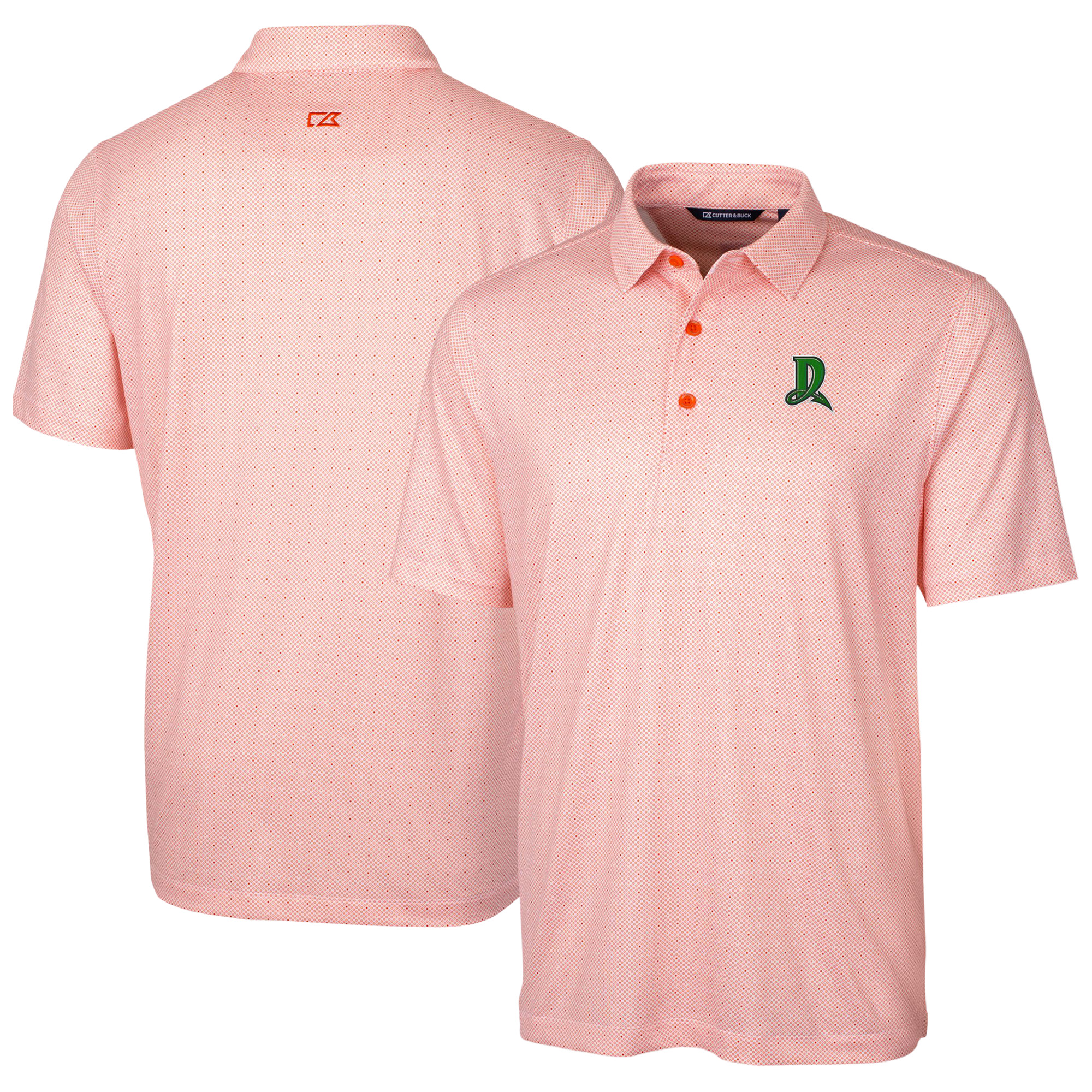Men's Cutter & Buck Orange Dayton Dragons Big & Tall DryTec Pike Double Dot Print Stretch Polo