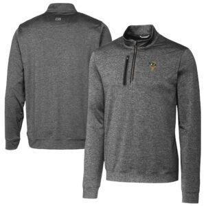 Men's Cutter & Buck  Gray Greensboro Grasshoppers Big & Tall Stealth Heathered Quarter-Zip Pullover Top