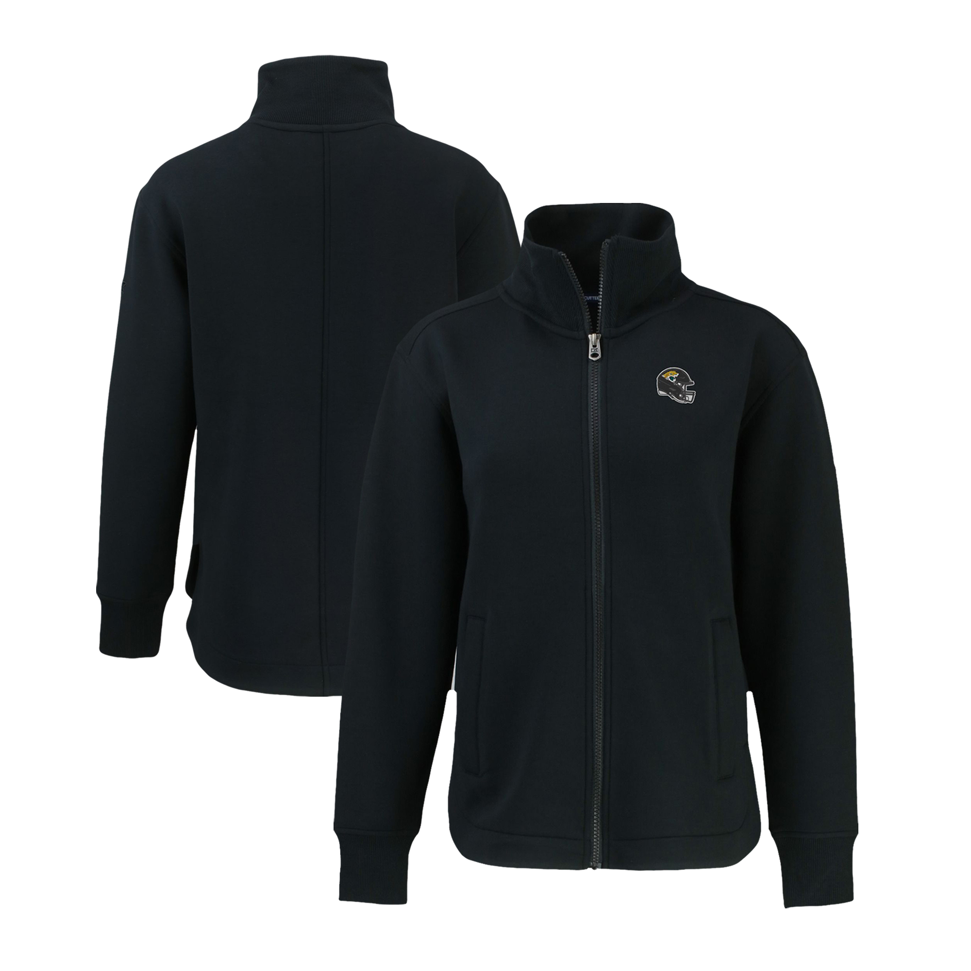 Women's Cutter & Buck Black Jacksonville Jaguars Helmet Logo Roam Eco Recycled Full-Zip Jacket - Image 8