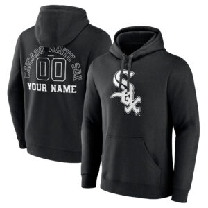Men's Chicago White Sox Black Monochrome Personalized Name & Number Pullover Hoodie