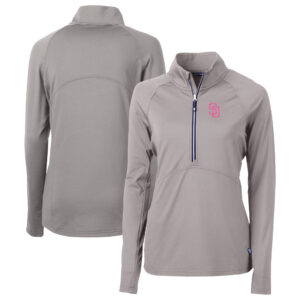 Women's Cutter & Buck Gray San Diego Padres City Connect Adapt Eco Knit Recycled Half-Zip Pullover Top