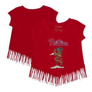Girls Toddler Tiny Turnip Red Philadelphia Phillies 2024 Year of the Dragon Fringe T-Shirt