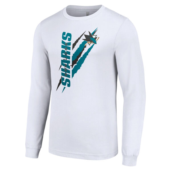 Men's Starter White San Jose Sharks Color Scratch Long-Sleeve T-Shirt - Image 6