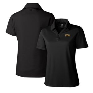 Women's Cutter & Buck Black Pittsburgh Pirates City Connect DryTec Genre Textured Solid Polo