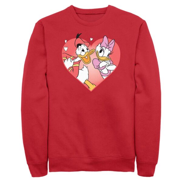 Men's Mad Engine Red Donald & Daisy Duck Valentine's Day Fleece Crewneck Sweatshirt