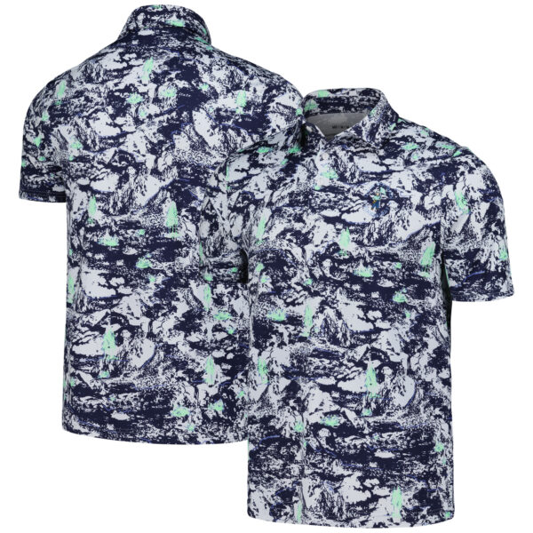 Men's 2024 U.S. Open Under Armour Navy Playoff 3.0 Into the Woods Print Polo
