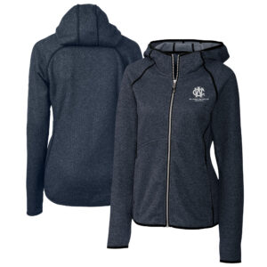 Women's Cutter & Buck  Heather Navy George Washington University Vault Mainsail Full-Zip Hooded Jacket