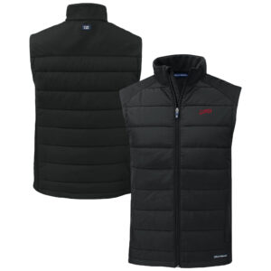 Men's Cutter & Buck  Black SMU Mustangs Vault Evoke Hybrid Eco Softshell Recycled Full-Zip Vest