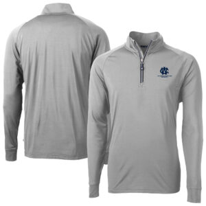Men's Cutter & Buck Gray George Washington University Big & Tall Adapt Eco Knit Stretch Recycled Raglan Quarter-Zip DryTec Top