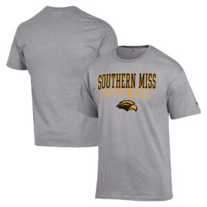 Men's Champion  Gray Southern Miss Golden Eagles Stack Logo Softball Powerblend T-Shirt