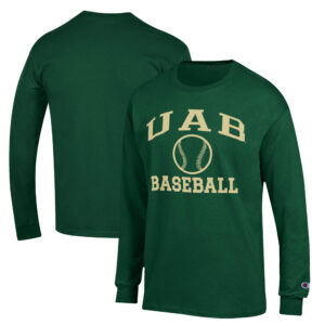 Men's Champion  Green UAB Blazers Icon Baseball Long Sleeve T-Shirt