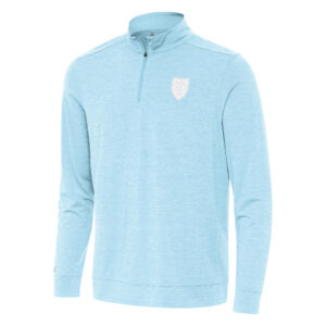 Men's Antigua Light Blue Real Salt Lake White Logo Bright Quarter-Zip Pullover Top